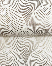 Candice Olson Metallic Scallop White Natural Discovery Wallpaper by York Wallcoverings