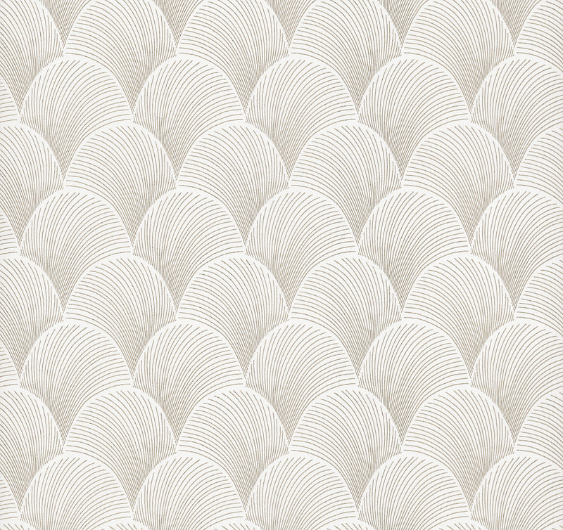Candice Olson Metallic Scallop White Natural Discovery Wallpaper by York Wallcoverings