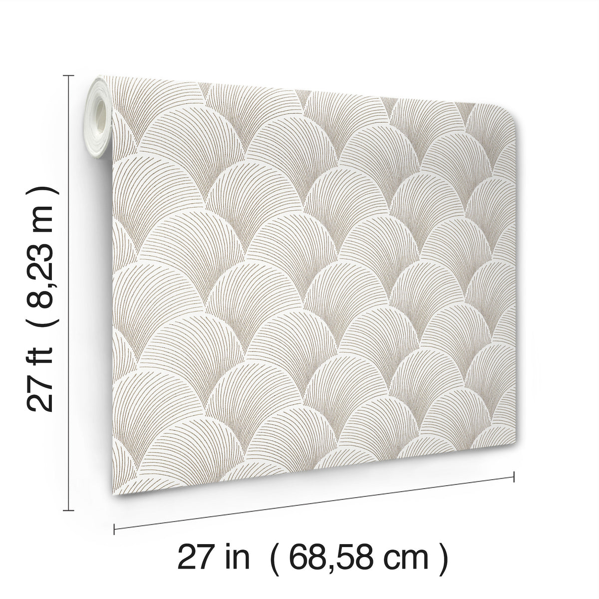 Candice Olson Metallic Scallop White Natural Discovery Wallpaper by York Wallcoverings