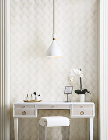 Candice Olson Metallic Scallop White Natural Discovery Wallpaper by York Wallcoverings