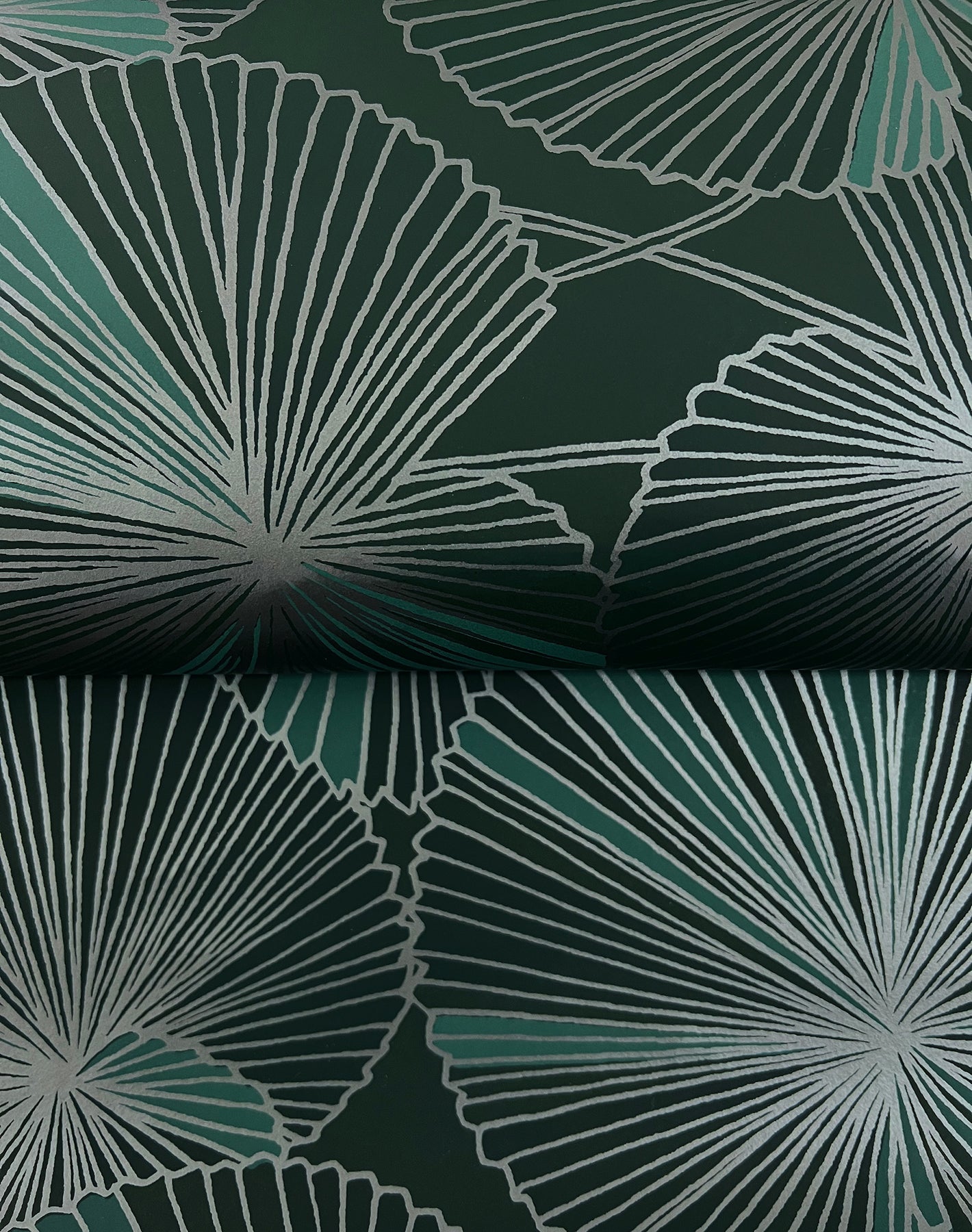 Candice Olson Layered Lily Pads Deep Green Natural Discovery Wallpaper by York Wallcoverings
