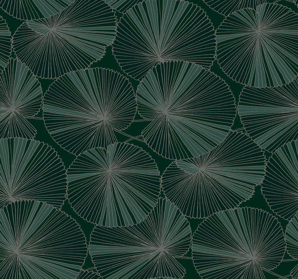 Candice Olson Layered Lily Pads Deep Green Natural Discovery Wallpaper by York Wallcoverings
