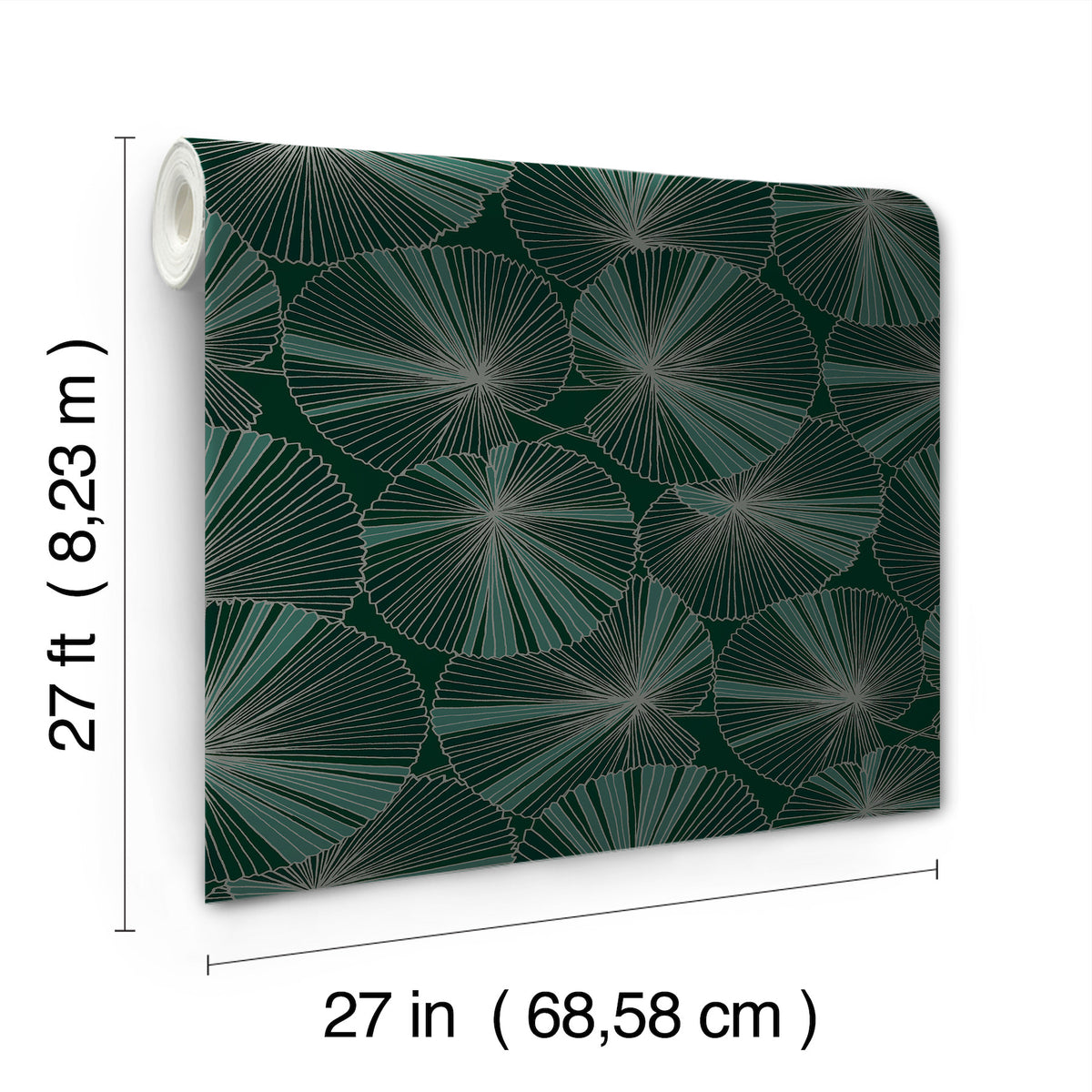 Candice Olson Layered Lily Pads Deep Green Natural Discovery Wallpaper by York Wallcoverings