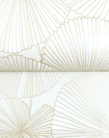 Candice Olson Layered Lily Pads White Natural Discovery Wallpaper by York Wallcoverings