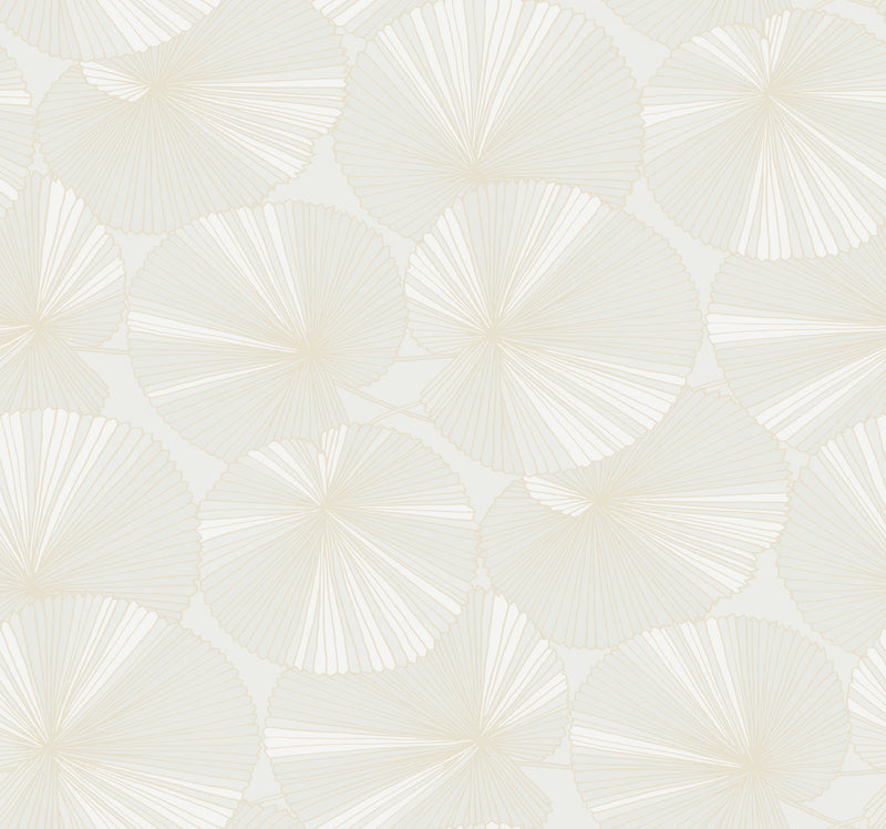 Candice Olson Layered Lily Pads White Natural Discovery Wallpaper by York Wallcoverings