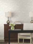 Candice Olson Layered Lily Pads White Natural Discovery Wallpaper by York Wallcoverings