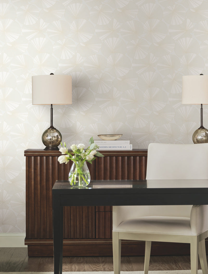 Candice Olson Layered Lily Pads White Natural Discovery Wallpaper by York Wallcoverings