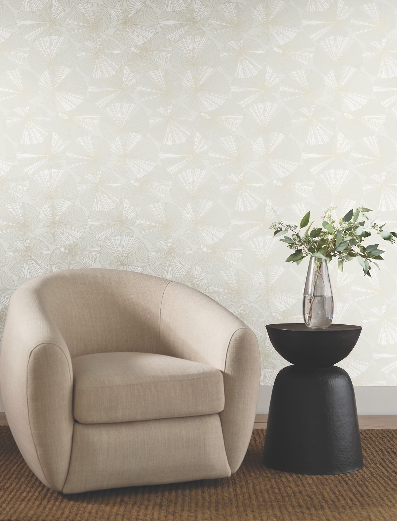 Candice Olson Layered Lily Pads White Natural Discovery Wallpaper by York Wallcoverings