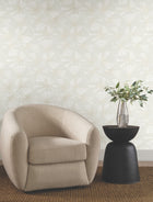 Candice Olson Layered Lily Pads White Natural Discovery Wallpaper by York Wallcoverings