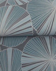 Candice Olson Layered Lily Pads Deep Blue Natural Discovery Wallpaper by York Wallcoverings