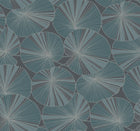 Candice Olson Layered Lily Pads Deep Blue Natural Discovery Wallpaper by York Wallcoverings
