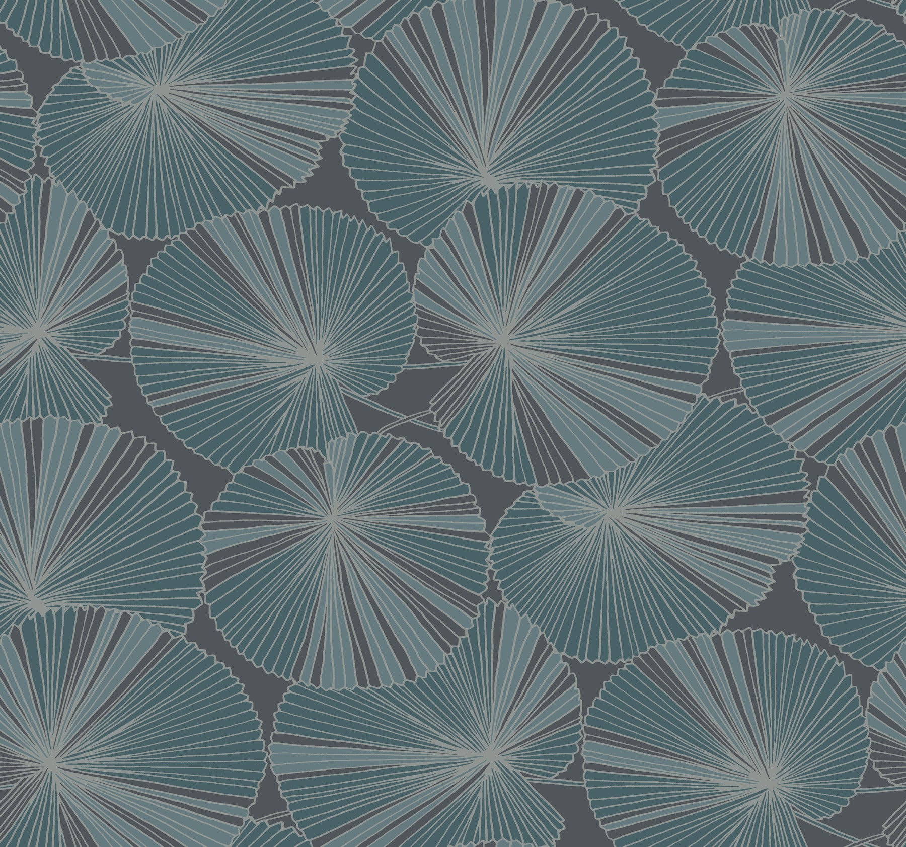 Candice Olson Layered Lily Pads Deep Blue Natural Discovery Wallpaper by York Wallcoverings