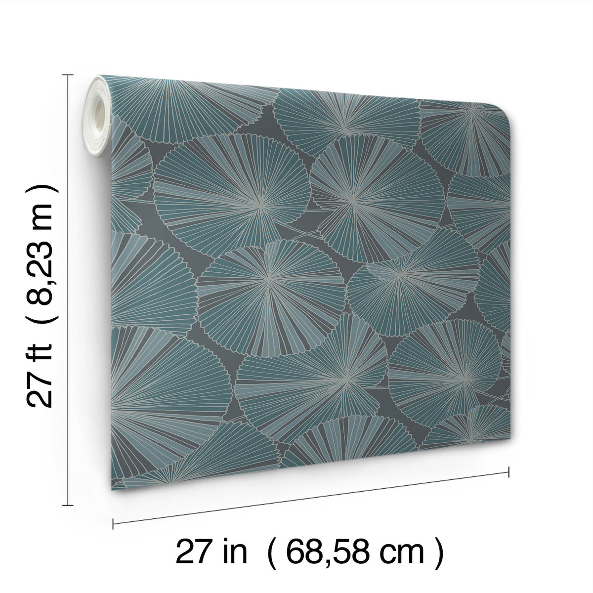 Candice Olson Layered Lily Pads Deep Blue Natural Discovery Wallpaper by York Wallcoverings