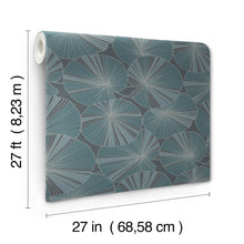 Candice Olson Layered Lily Pads Deep Blue Natural Discovery Wallpaper by York Wallcoverings