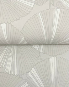 Candice Olson Layered Lily Pads Grey Natural Discovery Wallpaper by York Wallcoverings