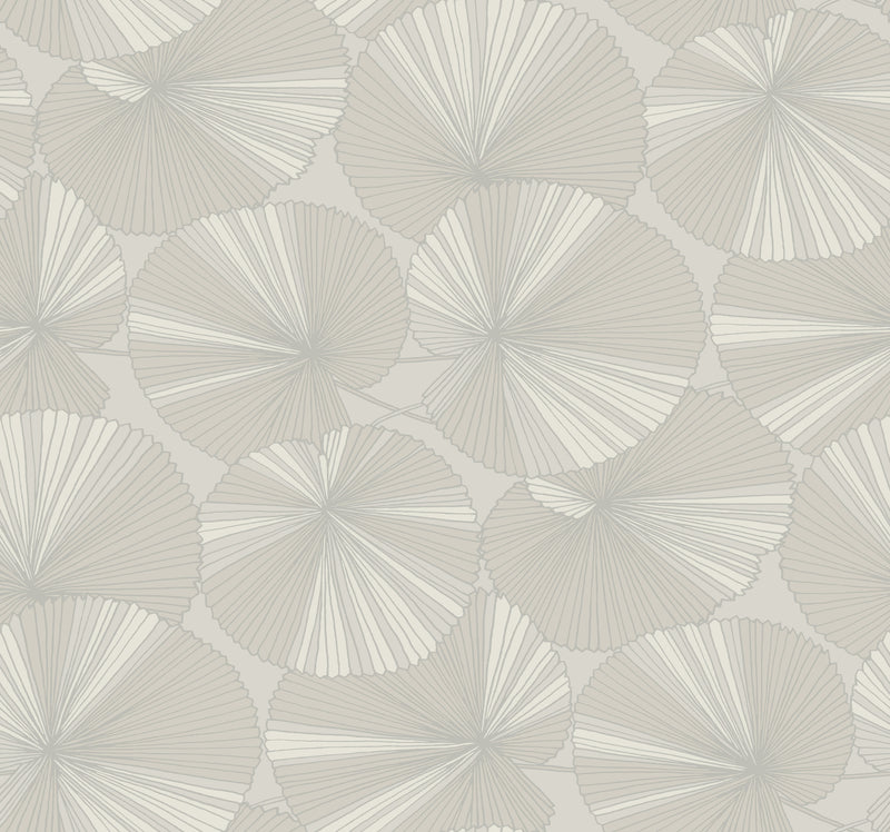 Candice Olson Layered Lily Pads Grey Natural Discovery Wallpaper by York Wallcoverings