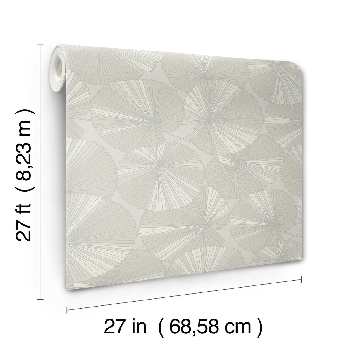Candice Olson Layered Lily Pads Grey Natural Discovery Wallpaper by York Wallcoverings