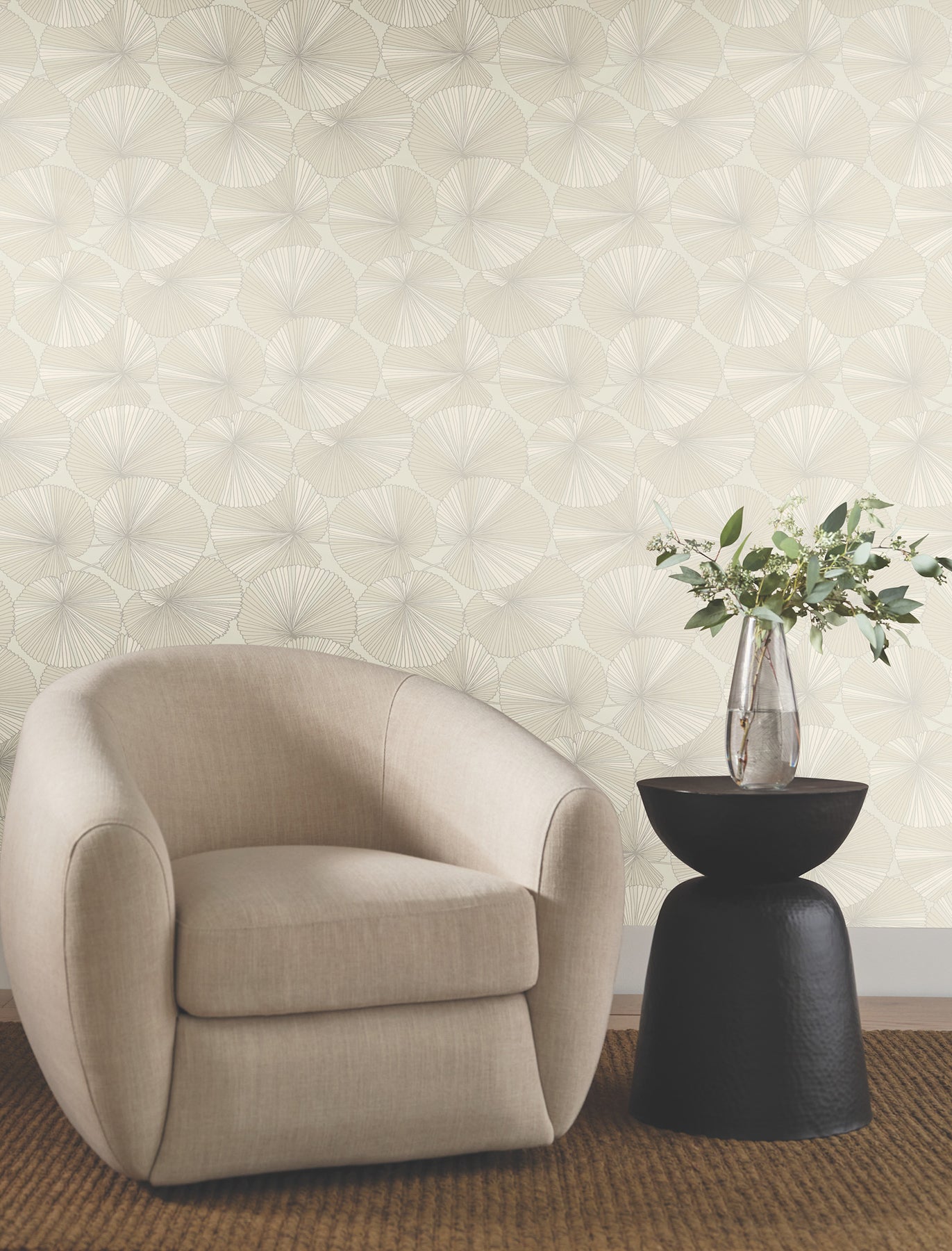 Candice Olson Layered Lily Pads Cream Natural Discovery Wallpaper by York Wallcoverings