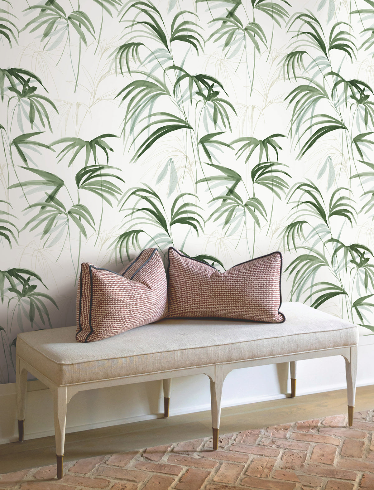 Candice Olson Inky Palms Green Natural Discovery Wallpaper by York Wallcoverings