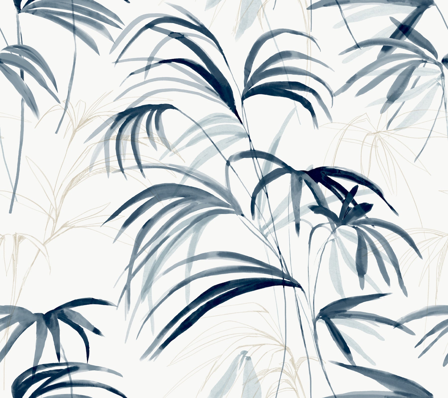 Candice Olson Inky Palms Blue Natural Discovery Wallpaper by York Wallcoverings