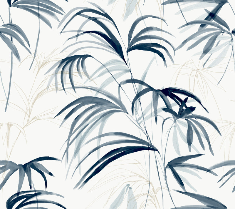 Candice Olson Inky Palms Blue Natural Discovery Wallpaper by York Wallcoverings