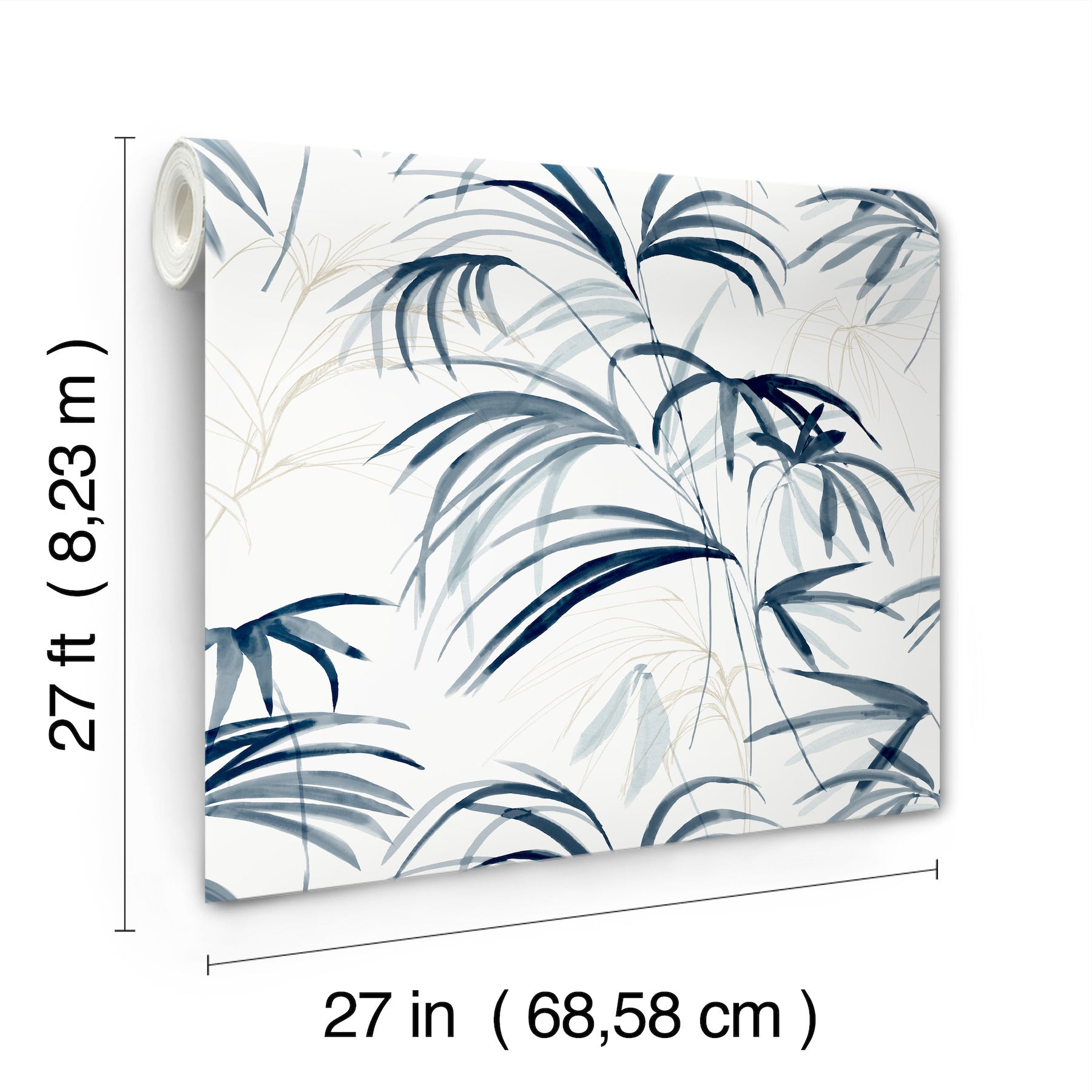 Candice Olson Inky Palms Blue Natural Discovery Wallpaper by York Wallcoverings