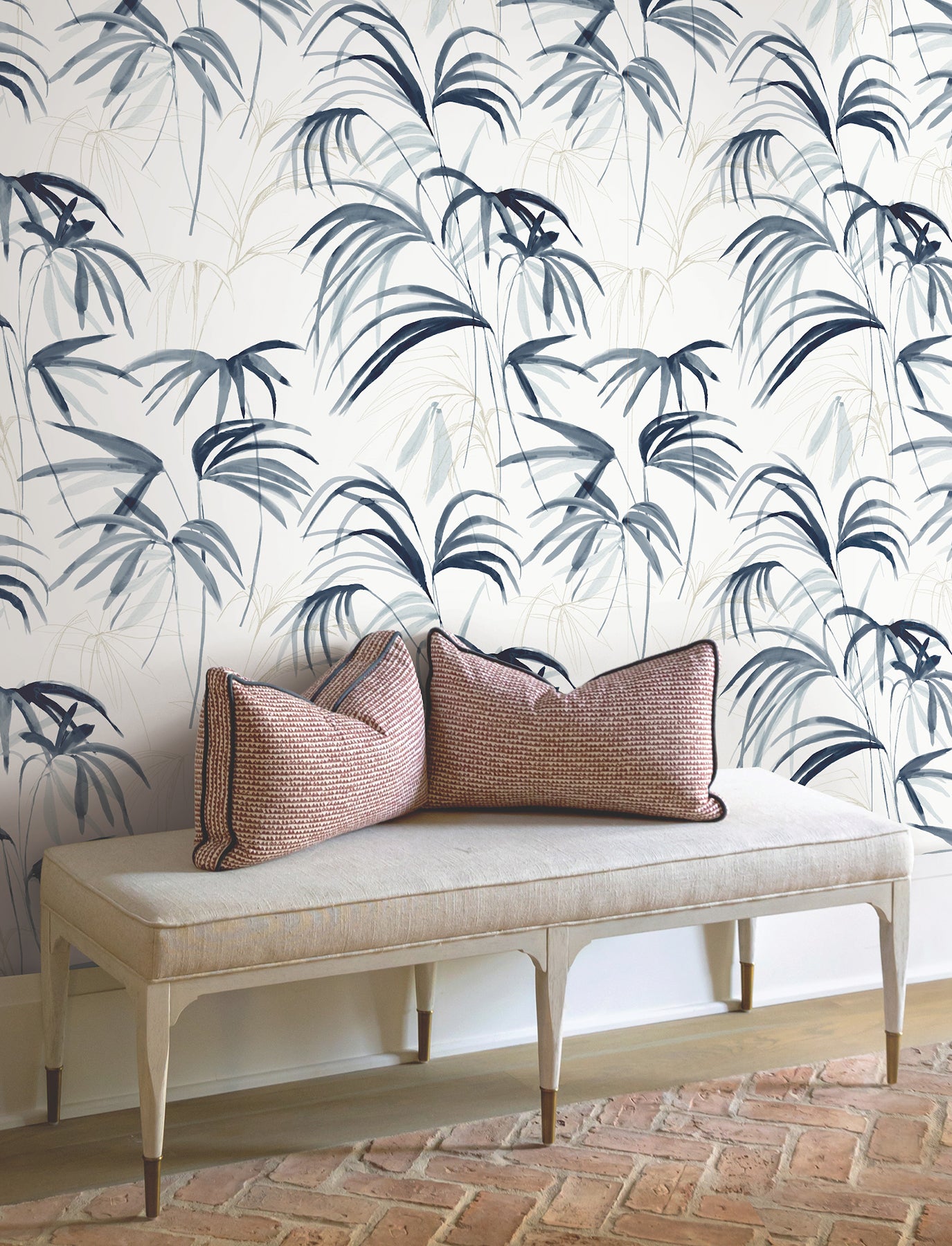 Candice Olson Inky Palms Blue Natural Discovery Wallpaper by York Wallcoverings