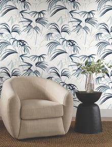 Candice Olson Inky Palms Blue Natural Discovery Wallpaper by York Wallcoverings