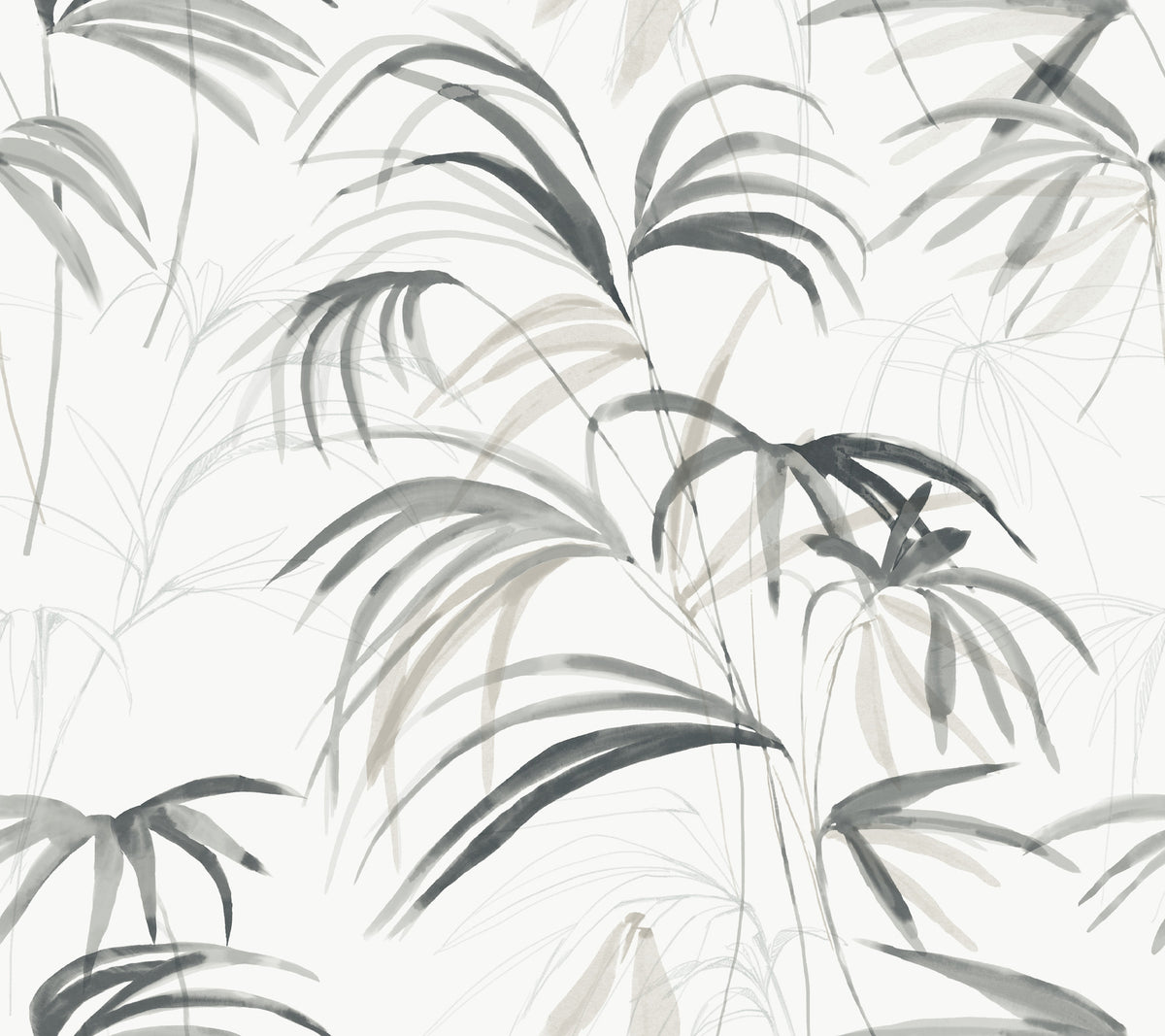 Candice Olson Inky Palms Black Natural Discovery Wallpaper by York Wallcoverings