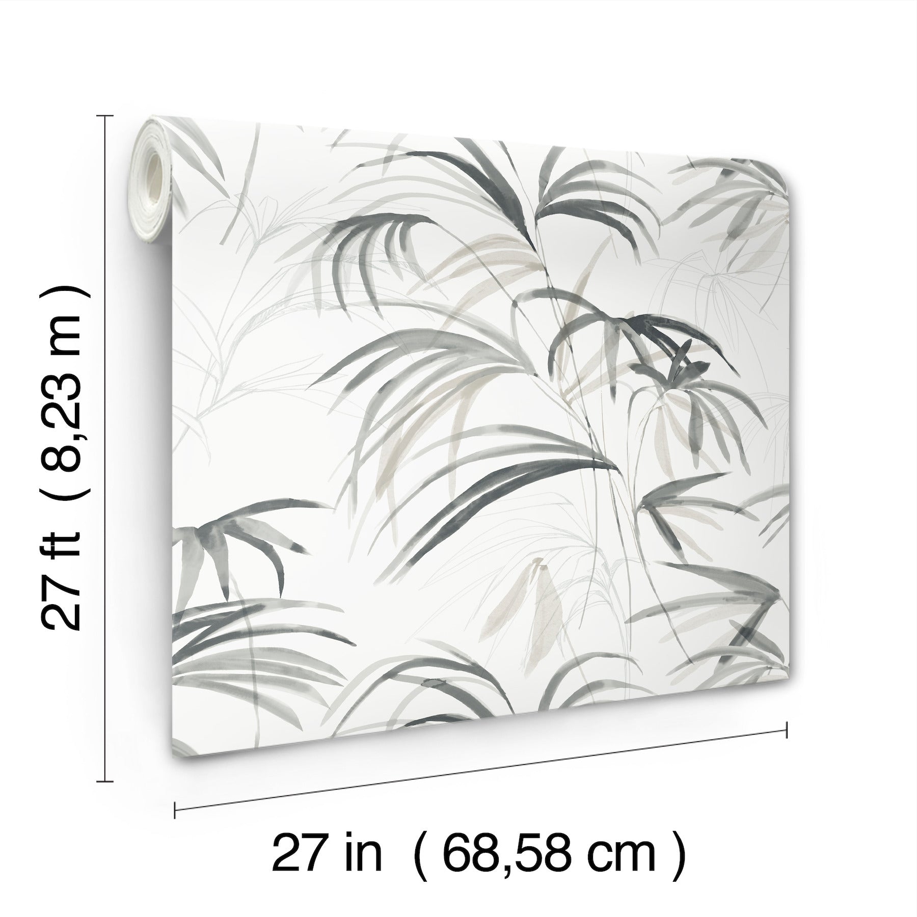 Candice Olson Inky Palms Black Natural Discovery Wallpaper by York Wallcoverings