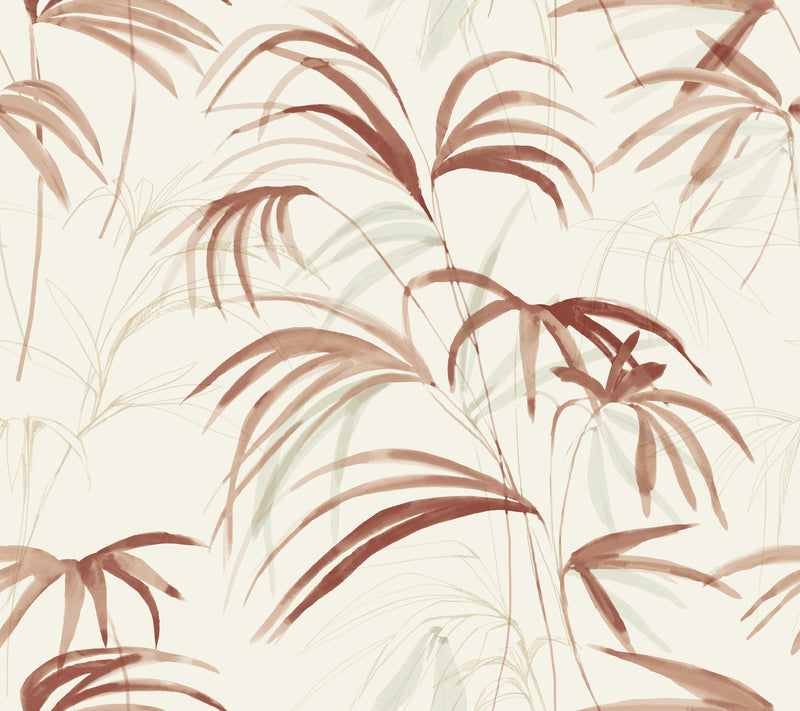 Candice Olson Inky Palms Clay Natural Discovery Wallpaper by York Wallcoverings