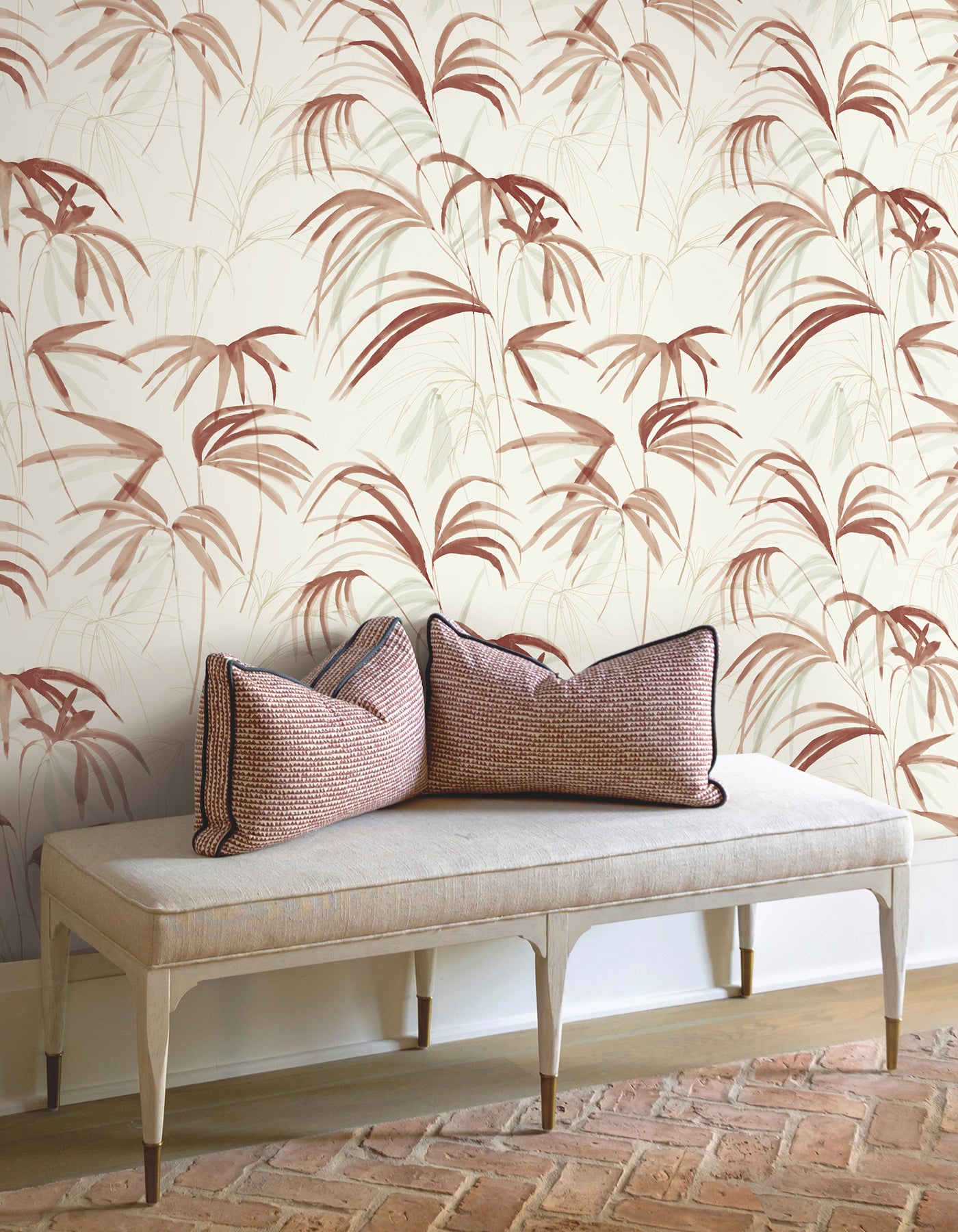 Candice Olson Inky Palms Clay Natural Discovery Wallpaper by York Wallcoverings