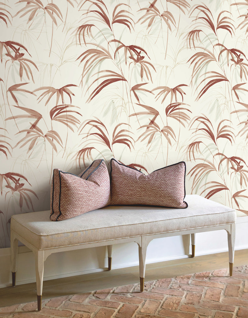Candice Olson Inky Palms Clay Natural Discovery Wallpaper by York Wallcoverings