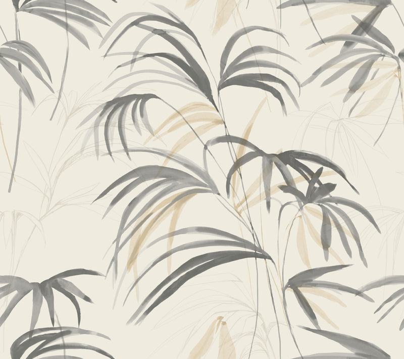 Candice Olson Inky Palms Warm Neutral Natural Discovery Wallpaper by York Wallcoverings
