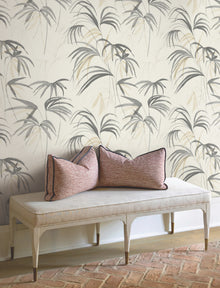 Candice Olson Inky Palms Warm Neutral Natural Discovery Wallpaper by York Wallcoverings