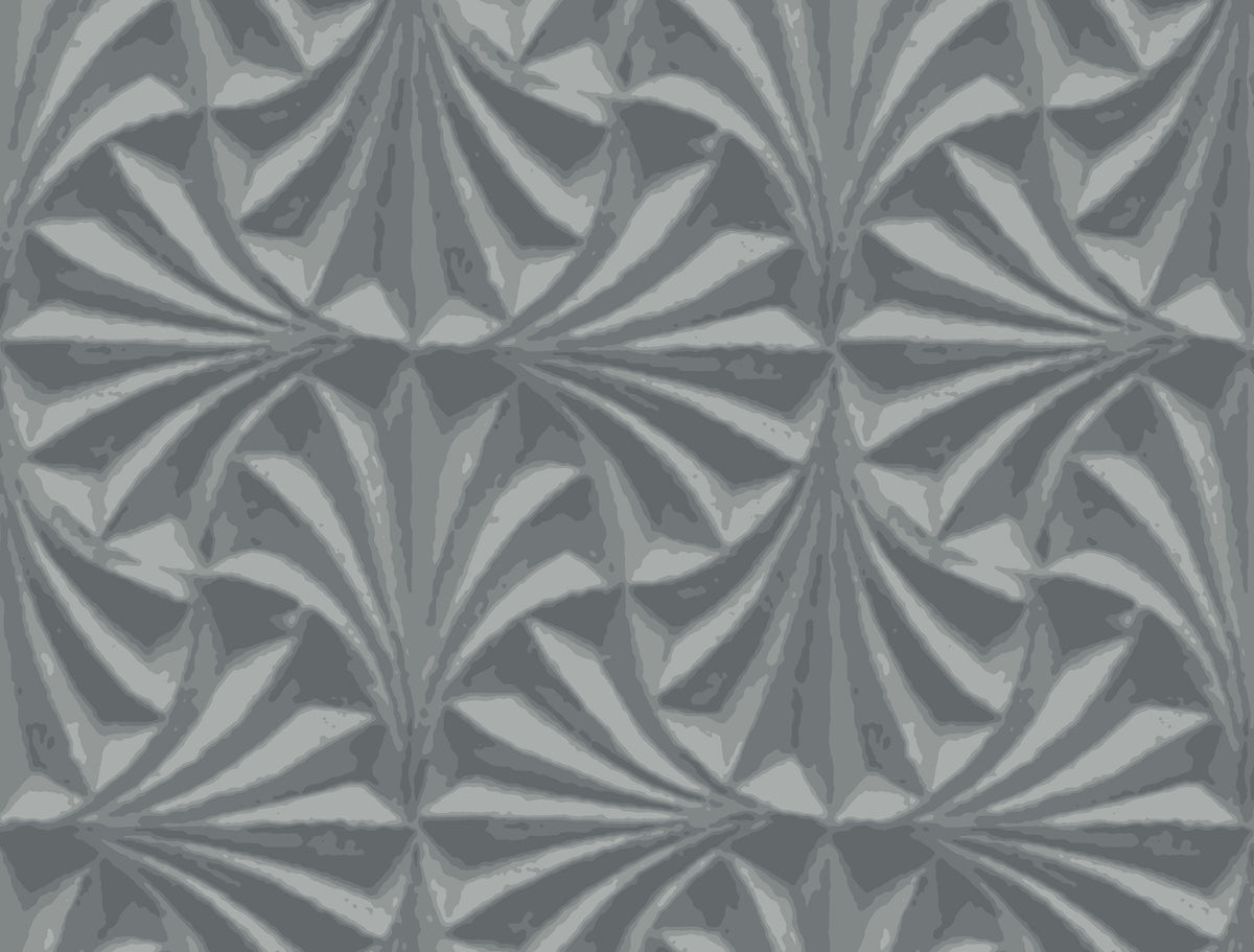 Candice Olson Sculpted Fans Charcoal Natural Discovery Wallpaper by York Wallcoverings