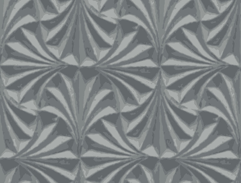 Candice Olson Sculpted Fans Charcoal Natural Discovery Wallpaper by York Wallcoverings
