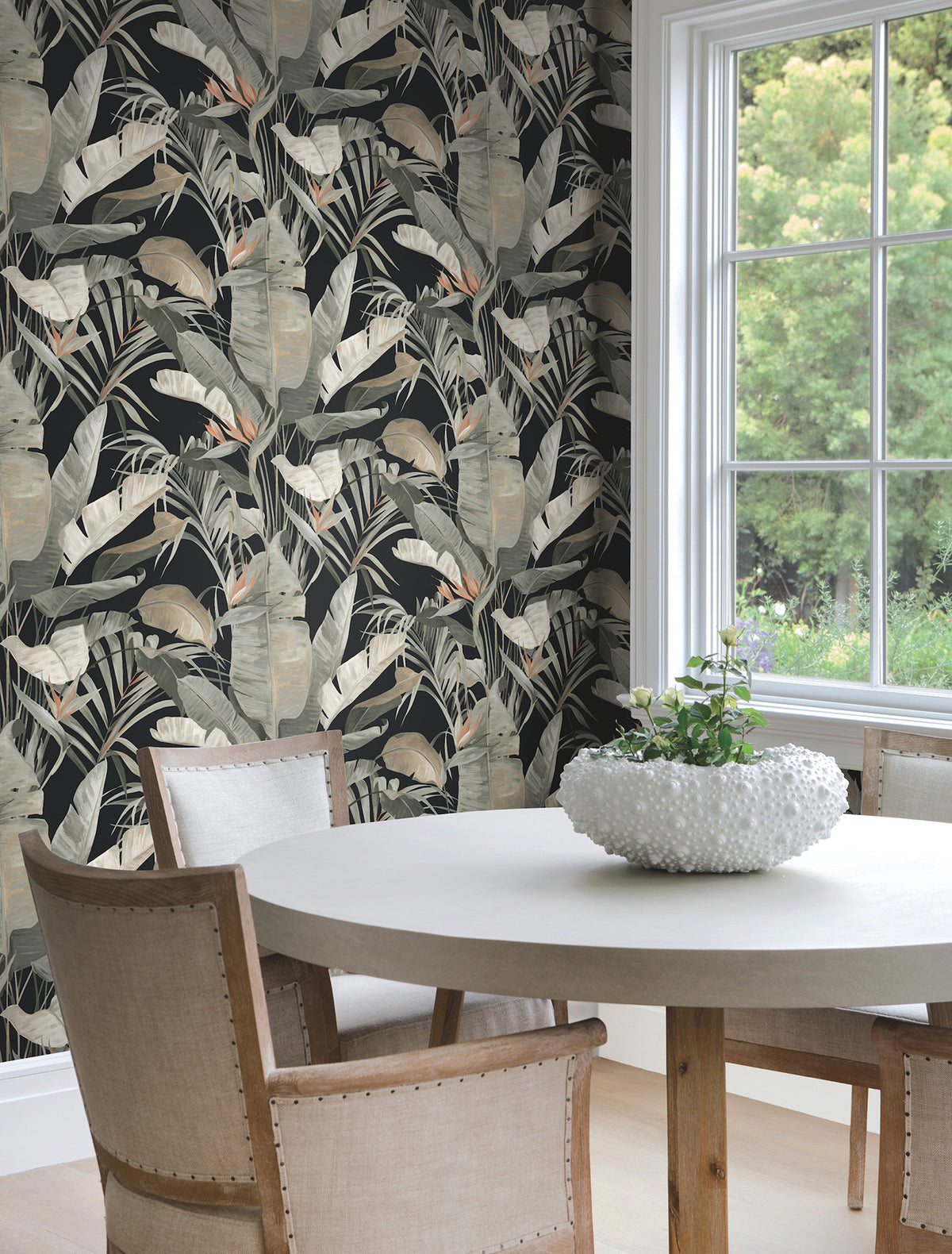 Tropical Cabana Black Natural Discovery Wallpaper by York Wallcoverings