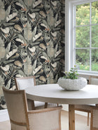 Tropical Cabana Black Natural Discovery Wallpaper by York Wallcoverings