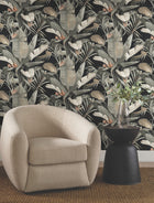 Tropical Cabana Black Natural Discovery Wallpaper by York Wallcoverings