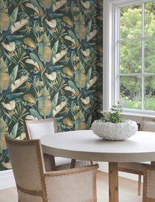 Tropical Cabana Green Natural Discovery Wallpaper by York Wallcoverings