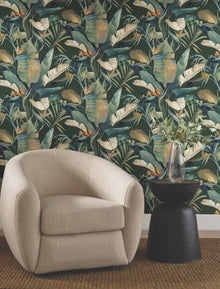 Tropical Cabana Green Natural Discovery Wallpaper by York Wallcoverings