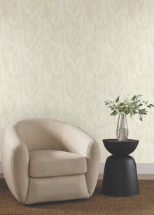Dicot Leaf Neutral Natural Discovery Wallpaper by York Wallcoverings