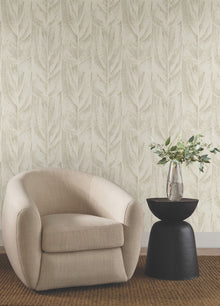Dicot Leaf Beige Natural Discovery Wallpaper by York Wallcoverings