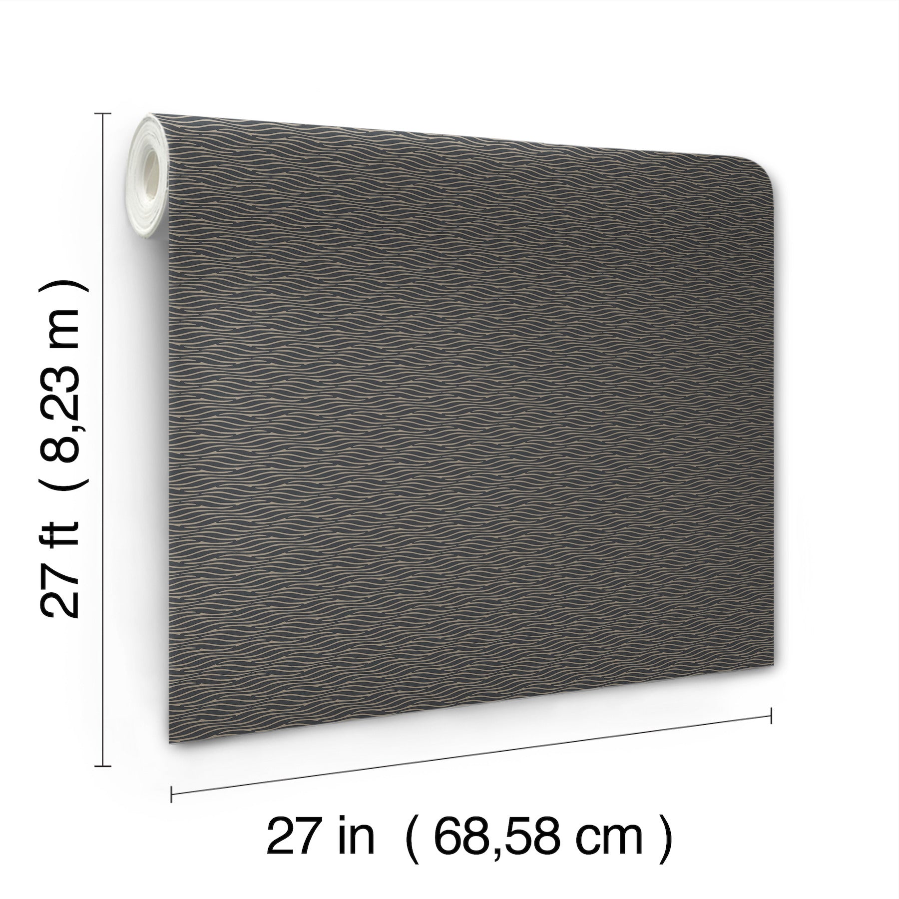 Elevated Waves Black Natural Discovery Wallpaper by York Wallcoverings
