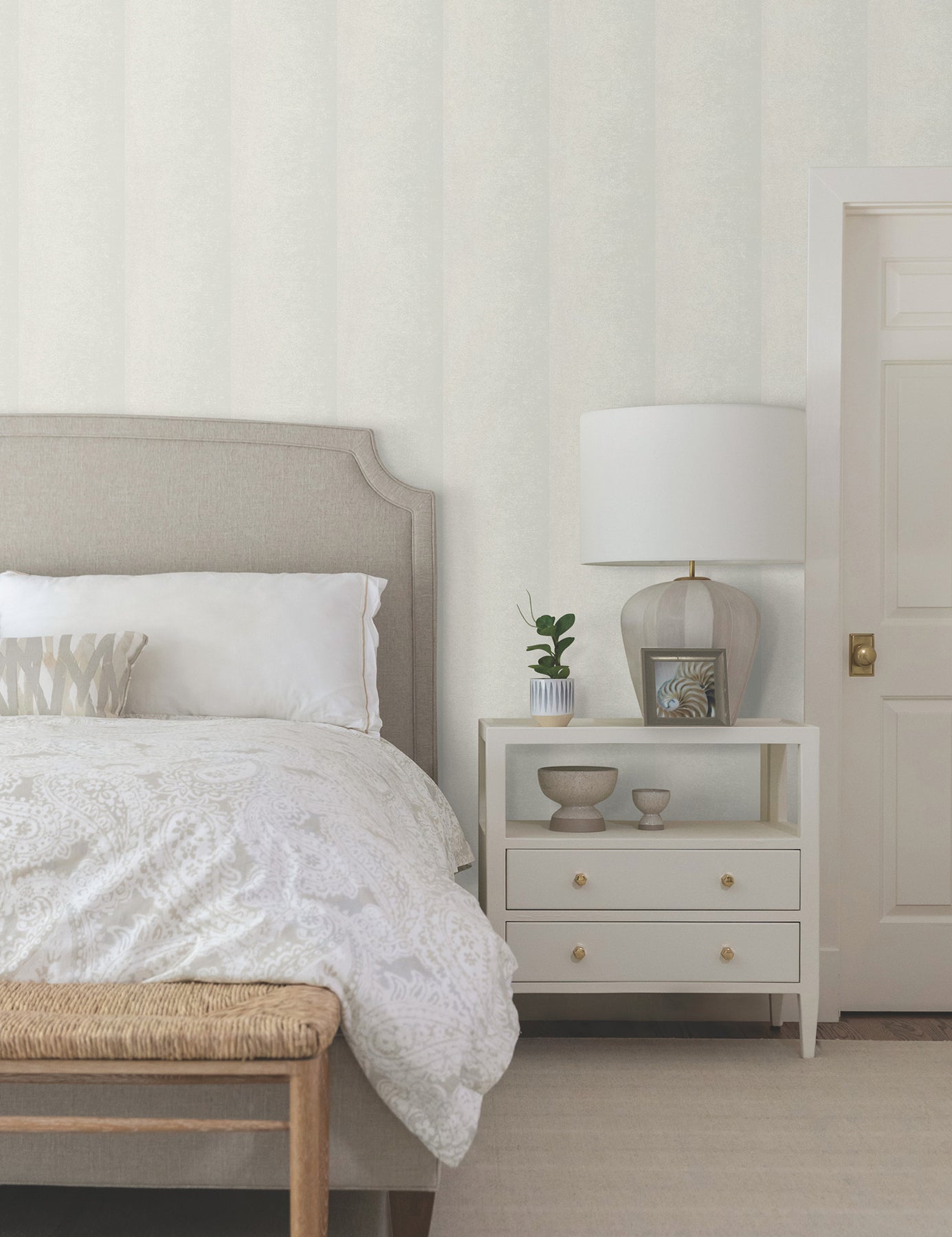 Particle Stripe Taupe Natural Discovery Wallpaper by York Wallcoverings