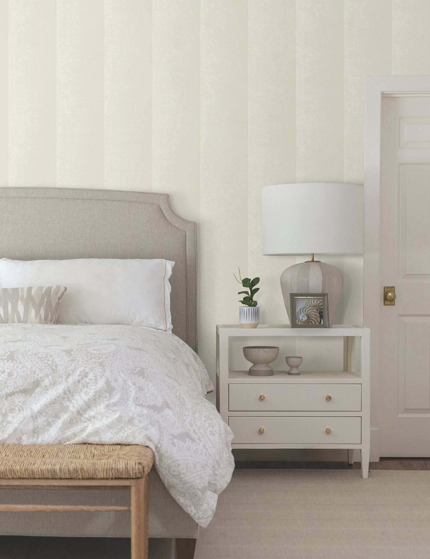 Particle Stripe Beige Natural Discovery Wallpaper by York Wallcoverings