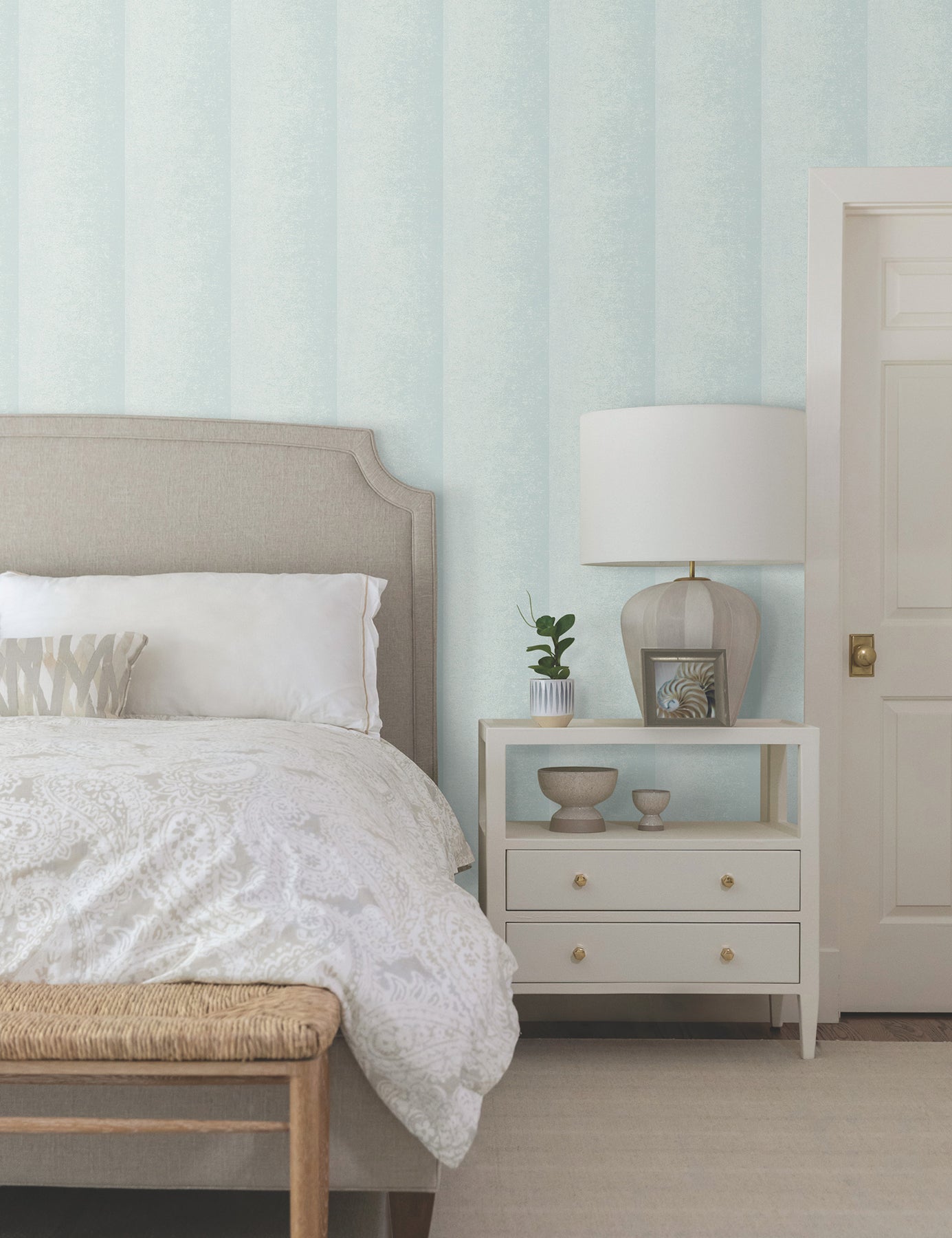 Particle Stripe Blue Natural Discovery Wallpaper by York Wallcoverings