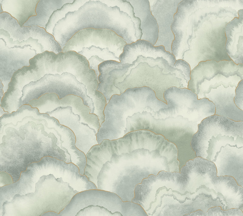 Candice Olson Abalone Fans Seaglass Natural Discovery Wallpaper by York Wallcoverings