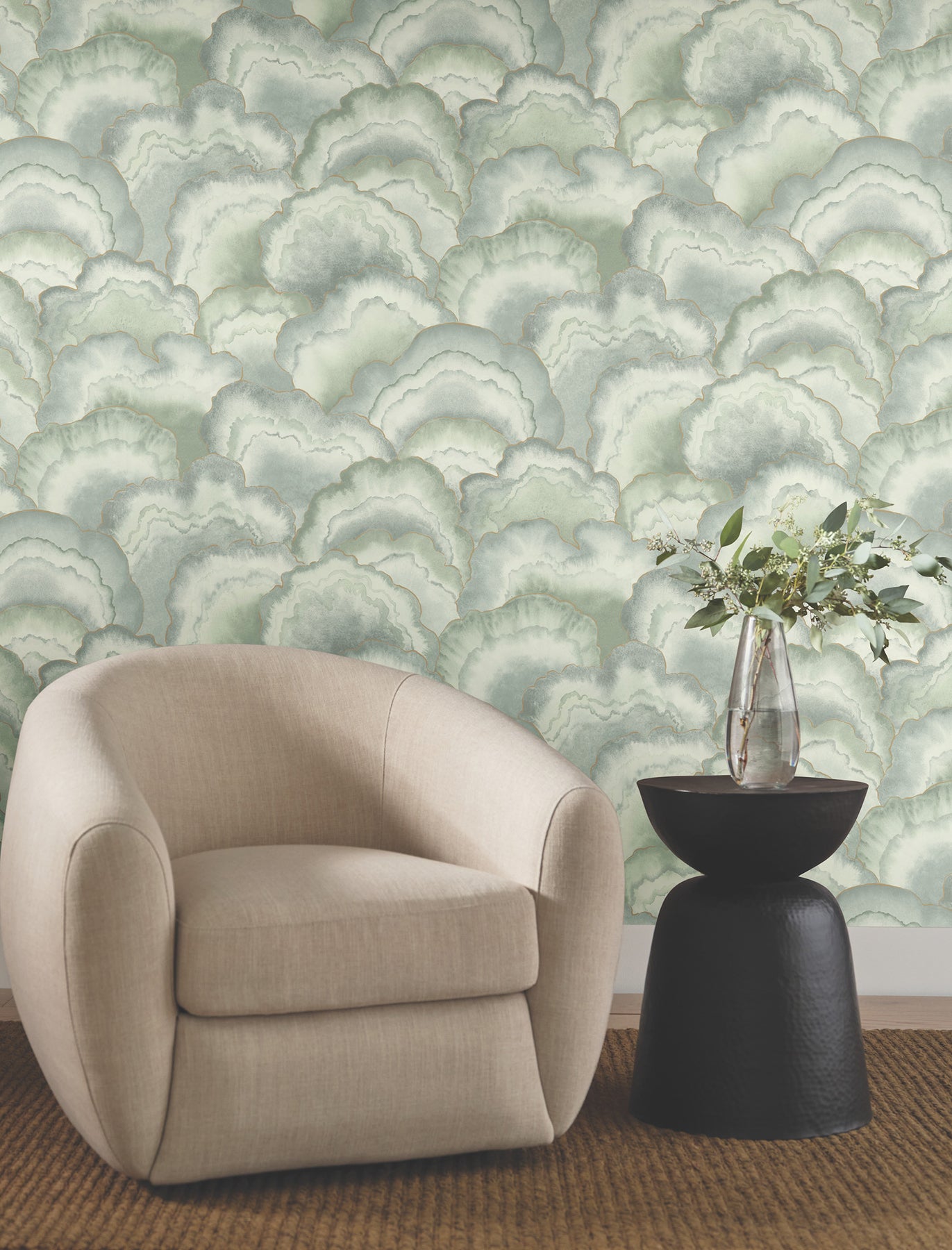 Candice Olson Abalone Fans Seaglass Natural Discovery Wallpaper by York Wallcoverings